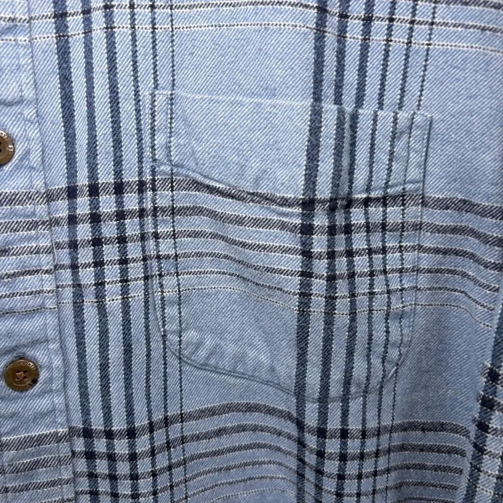Blake Shelton X Lands End Button Down Flannel Shirt Mens Size Medium Blue Plaid